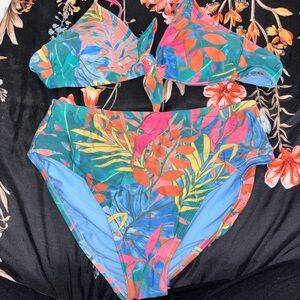 Kona Sol Colorful Leaf Bikini